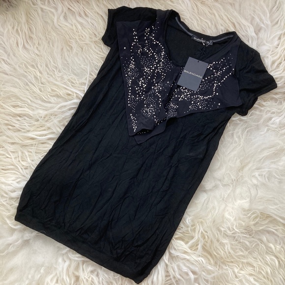 BALENCIAGA Black Vintage Studded Accents Tunic - Picture 1 of 11